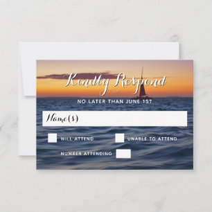 Sunset Sail Modern Nautical Wedding RSVP Karte