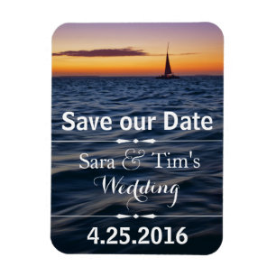 Sunset Sail Nautical Save the Date Magnet
