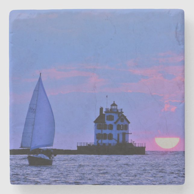 Sunset Sail Stone Untersetzer (Vorderseite)