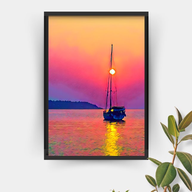 Sunset Sailboat auf dem Meer Poster (Von Creator hochgeladen)