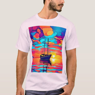 Sunset Sailboat Dreamscape T-Shirt