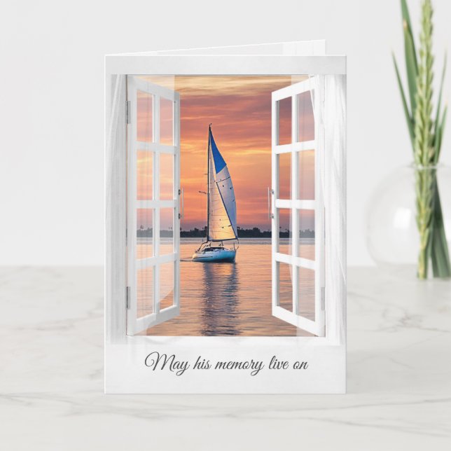 Sunset Sailboat in Window Beileid Karte (Vorderseite)