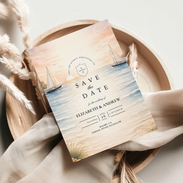 Sunset Sailboat Seaside Wedding Save The Date (Von Creator hochgeladen)