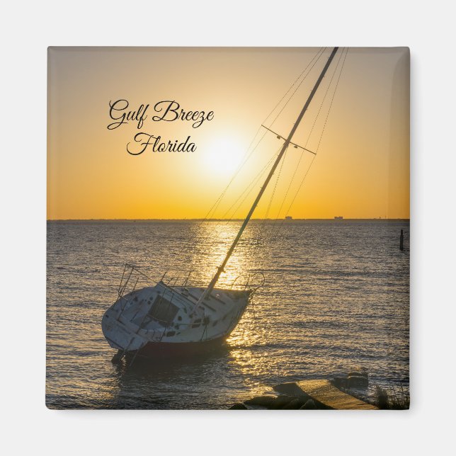 Sunset Sailboat Shipwreck Golf Breeze FL Magnet (Vorne)