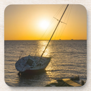 Sunset Sailboat Shipwreck Golf Breeze FL-Untersetz Getränkeuntersetzer