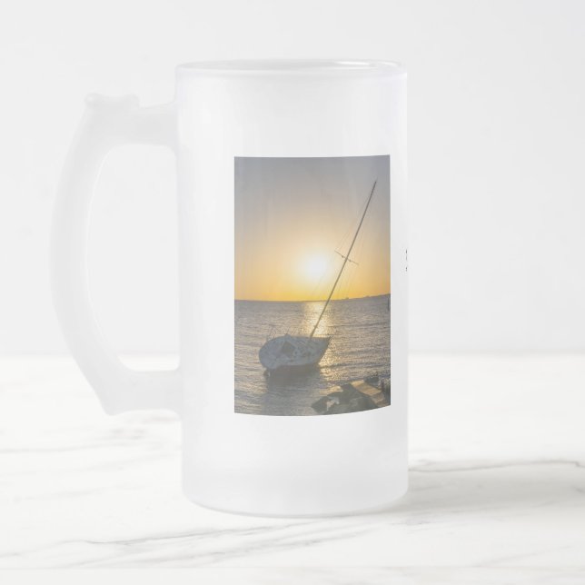 Sunset Sailboat Shipwreck Golf Breeze Mattierte Ta Mattglas Bierglas (Links)