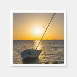 Sunset Sailboat Shipwreck Golf Breeze Paper Napkin Serviette
