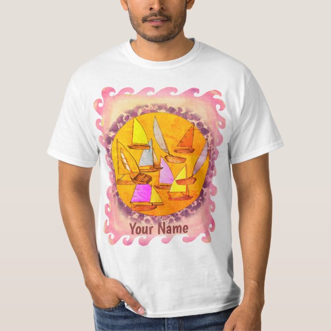 Sunset Sailboote T-Shirt (Vorderseite)