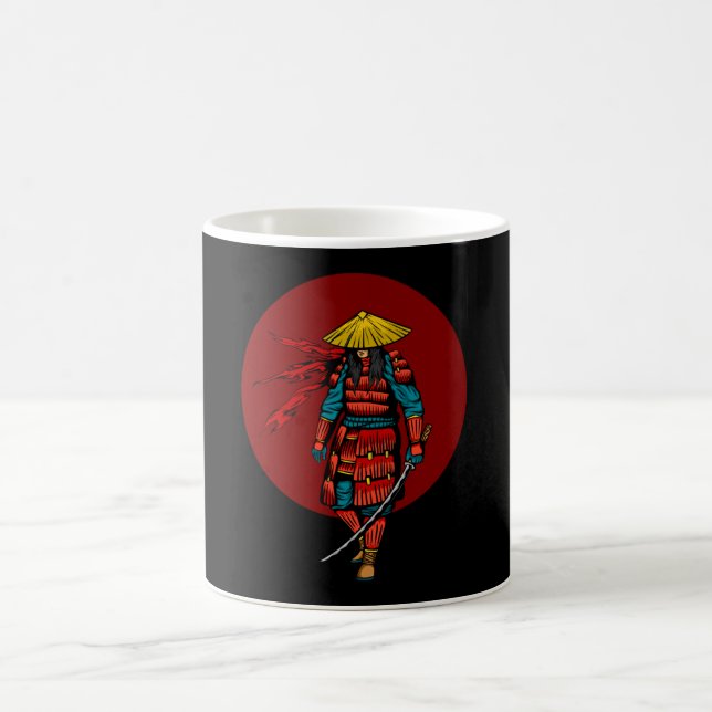 Sunset Samurai Warrior mit Katana Kaffeetasse (Mittel)