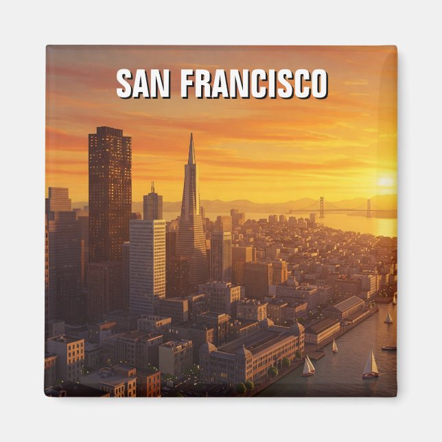 Sunset San Francisco Skyline California Travel Magnet (Vorne)