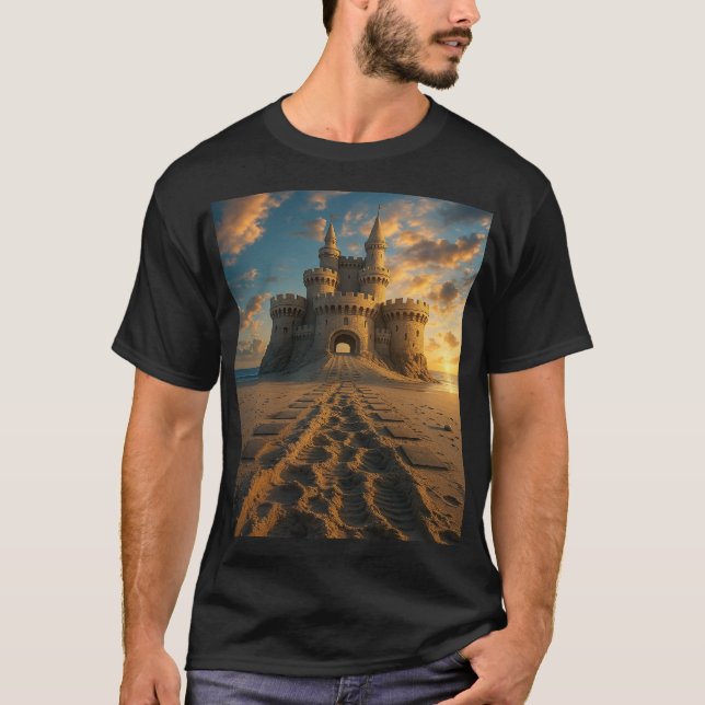 Sunset Sand Castle - Fantasy Beach Festung T-Shirt (Vorderseite)