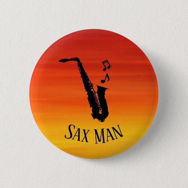 Sunset Sax Man Cool Funny Music Saxophon Button (Vorderseite)