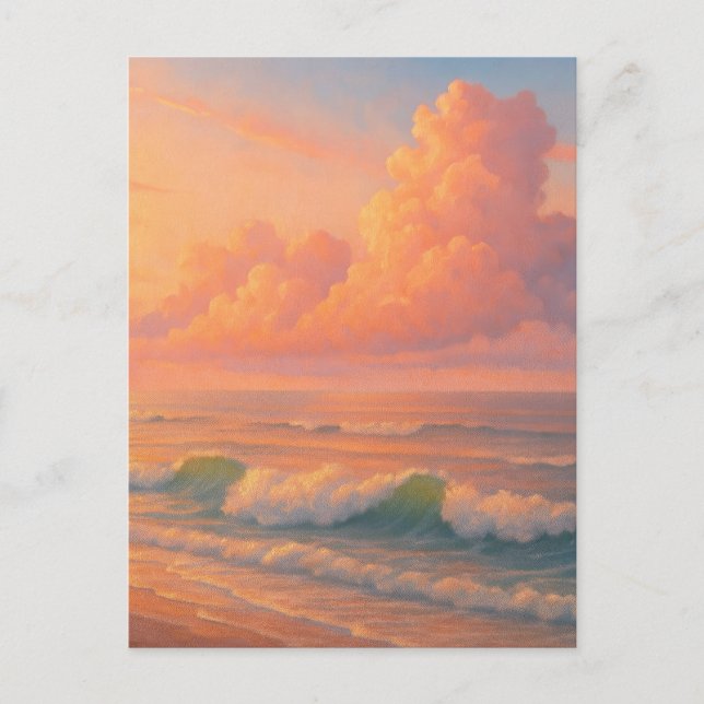 Sunset Sea Cloud - Pastel Painting Style Postkarte (Vorderseite)