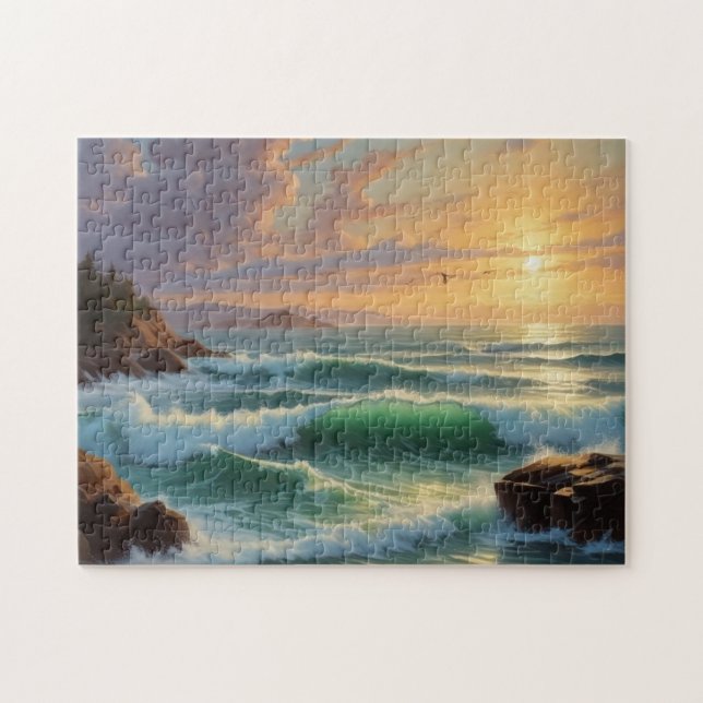 Sunset Seascape Painting Artwork Puzzle (Horizontal)