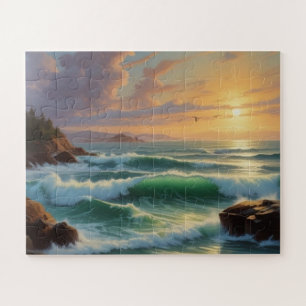 Sunset Seascape Painting Artwork Puzzle