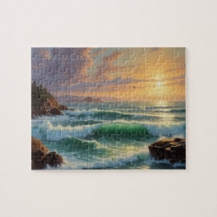 Sunset Seascape Painting Artwork Puzzle