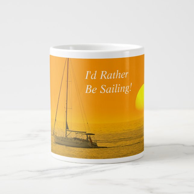 Sunset Segelboot, DIY-Nachricht oder Name Jumbo-Tasse (Vorderseite)
