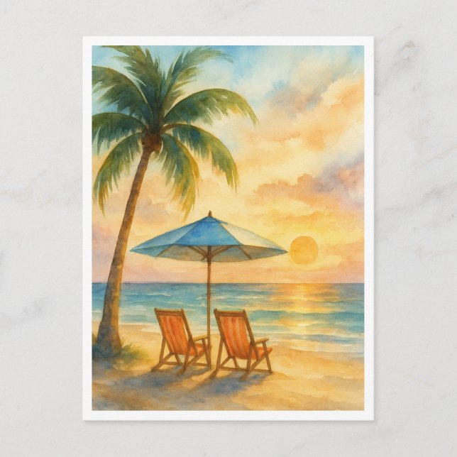 Sunset Serenity Beach Post Card Postkarte (Vorderseite)
