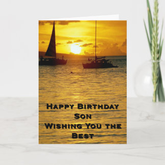 Sunset Ships Happy Birthday Son Karte