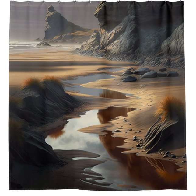 Sunset Shore Duschvorhang (Vorderseite)