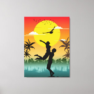 Sunset Silhouette Lover Summer Vibes Romantisches Leinwanddruck