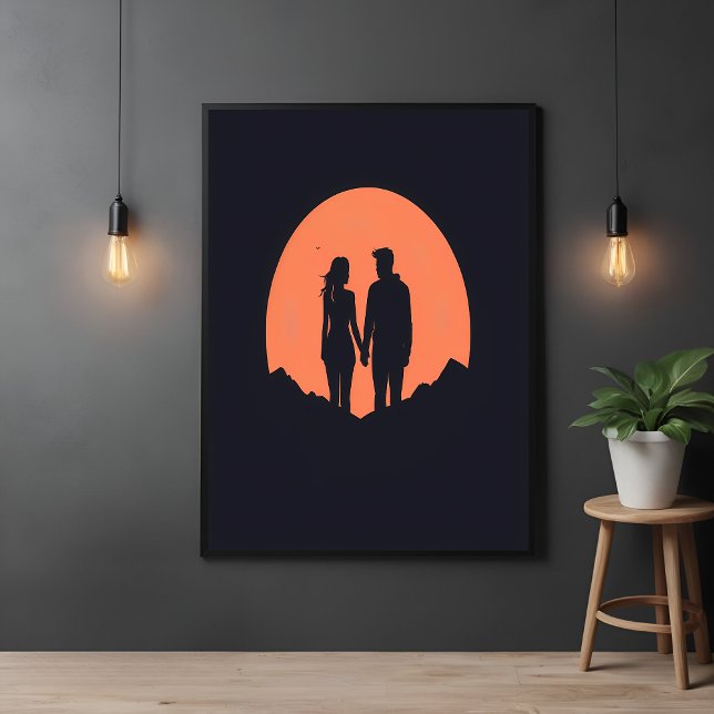 Sunset Silhouette Luple Minimalistische Liebe Art Poster (Von Creator hochgeladen)