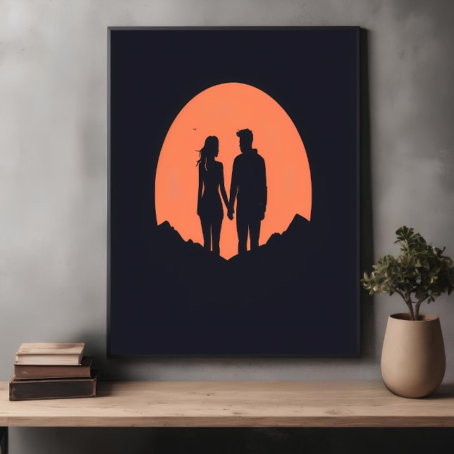 Sunset Silhouette Luple Minimalistische Liebe Art Poster (Von Creator hochgeladen)