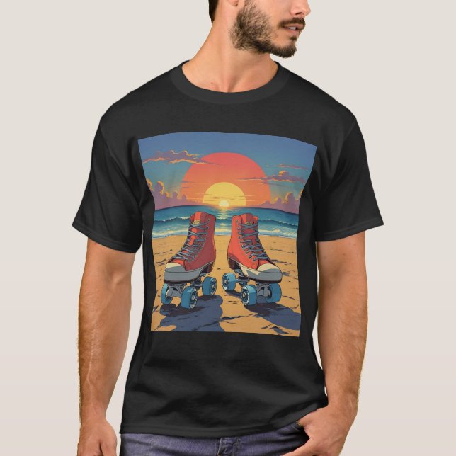 Sunset Skate - Roller Disco Beach T-Shirt T - Shir (Vorderseite)