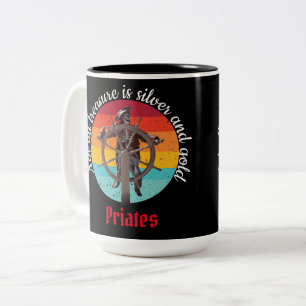 Sunset Skeleton Pirate Party Zweifarbige Tasse