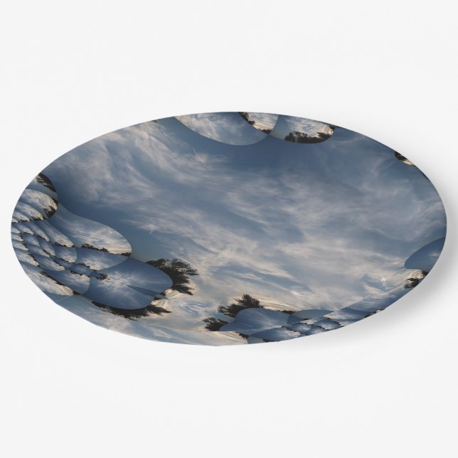 Sunset Skies Fraktal Pappteller (Schrägansicht)