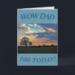 Sunset Sky 100. Geburtstagskarte für Vater Karte<br><div class="desc">Ein schöner Sonnenuntergangshimmel und ein kahler Winterbaum machen ein schönes Bild für diese 100. Geburtstagskarte für den Vater.  Text kann leicht personalisiert werden.</div>