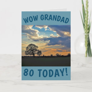 Sunset Sky 80. Geburtstagskarte für Grandad Karte
