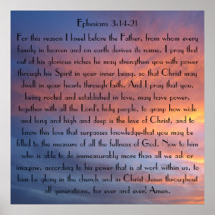 Sunset Sky Bibel Vers Gebet Ephesians 3 Poster