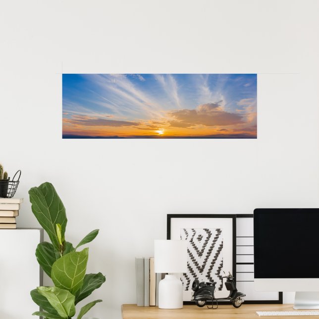 Sunset Sky Clouds Orange Blue Poster (Heimbüro)