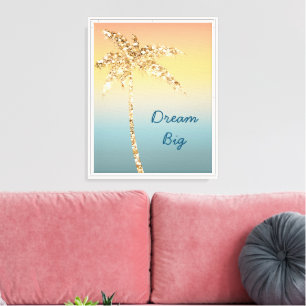 Sunset Sky Gold Glitzer Palm Tree Leinwanddruck