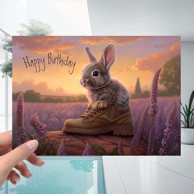 Sunset Sky mit Niedlichem Bunny Rabbit Geburtstag Karte (Von Creator hochgeladen)