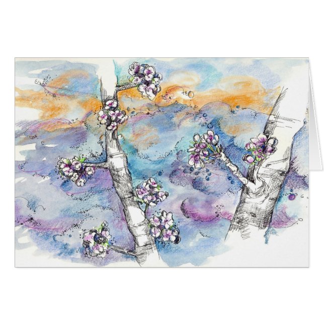 Sunset Sky Tree Branches Watercolor Sketchbook (Vorderseite (Horizontal))
