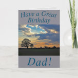 Sunset Sky und Tree Birthday Card für Vater Karte<br><div class="desc">Ein schöner Sonnenuntergangshimmel und ein kahler Winterbaum machen ein schönes Bild für diese Geburtstagskarte zum Vater.  Text kann leicht personalisiert werden.</div>