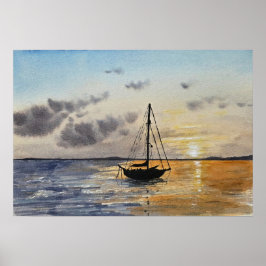 Sunset Sky Watercolor Painting  Poster