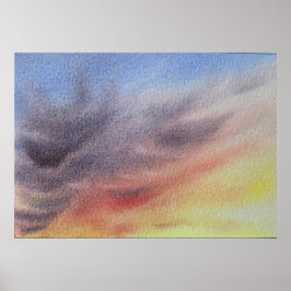 Sunset Sky Watercolor Painting Poster