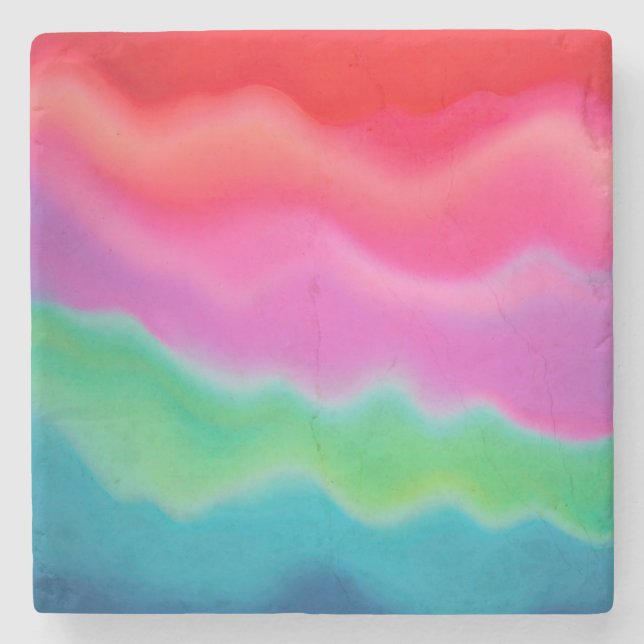 "Sunset Sorbet" Abstrakte Kunst Steinuntersetzer (Vorderseite)