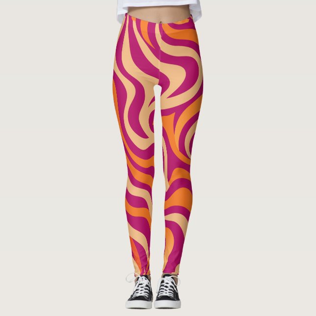 Sunset Splash Wavy Lines Leggings (Vorderseite)