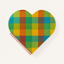 Sunset Squares - farbenfroher, Karierter, herzförm Notizbuch