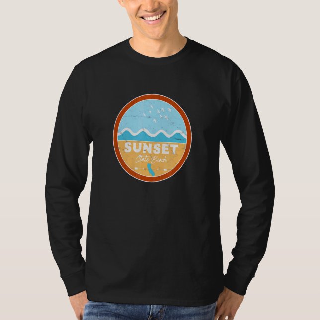 Sunset Staat Beach California Ca Beach Waves T-Shirt (Vorderseite)