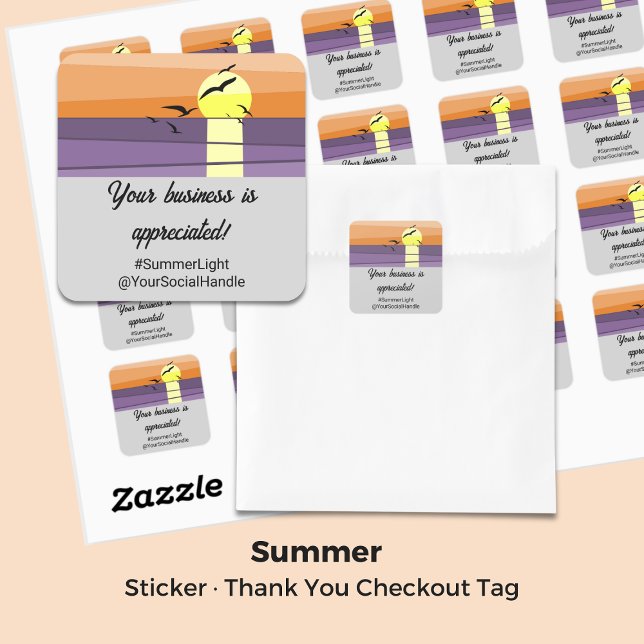Sunset Stilisierte Gray Ihr Geschäft wird geschätz Quadratischer Aufkleber (Sunset Stylized Gray Your Business Is Appreciated Square Sticker)