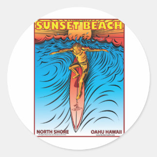 SUNSET STRAND HAWAII SURFEN RUNDER AUFKLEBER