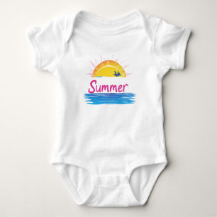 Sunset Summer Beach Illustration Baby Strampler