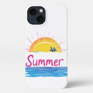 Sunset Summer Beach Illustration iPhone 13 Hülle