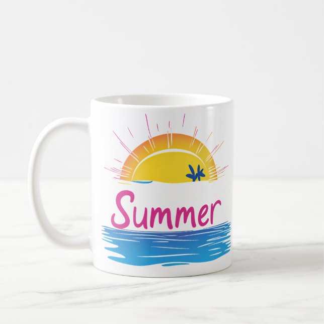Sunset Summer Beach Illustration Kaffeetasse (Links)