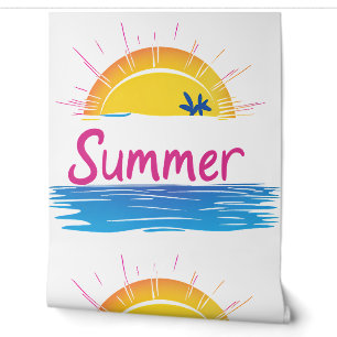 Sunset Summer Beach Illustration Tapete